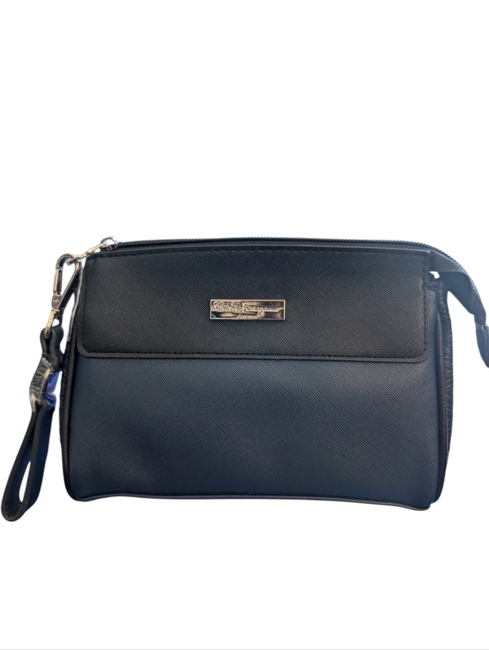 NWOT Salvatore Ferregamo Navy and Black Large Wristlet